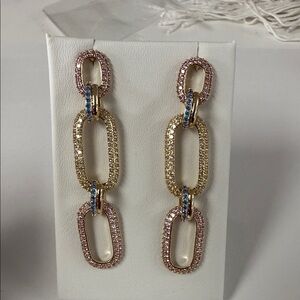 Elegant Gold and Pink Link Earrings